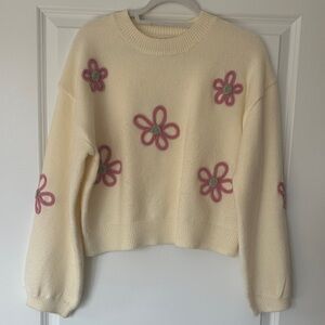 Cream Sweater with Pink Floral
